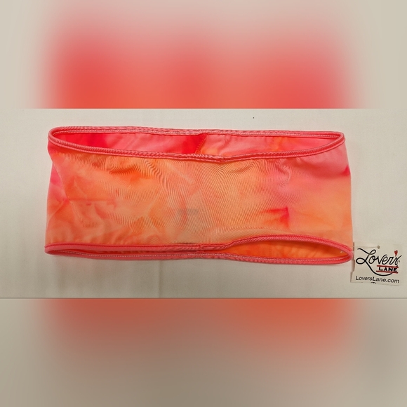 Lovers Lane Tie-Dye Bandeau Tube Top One Size Pink Orange Stretch Strapless NWT - Picture 2 of 4